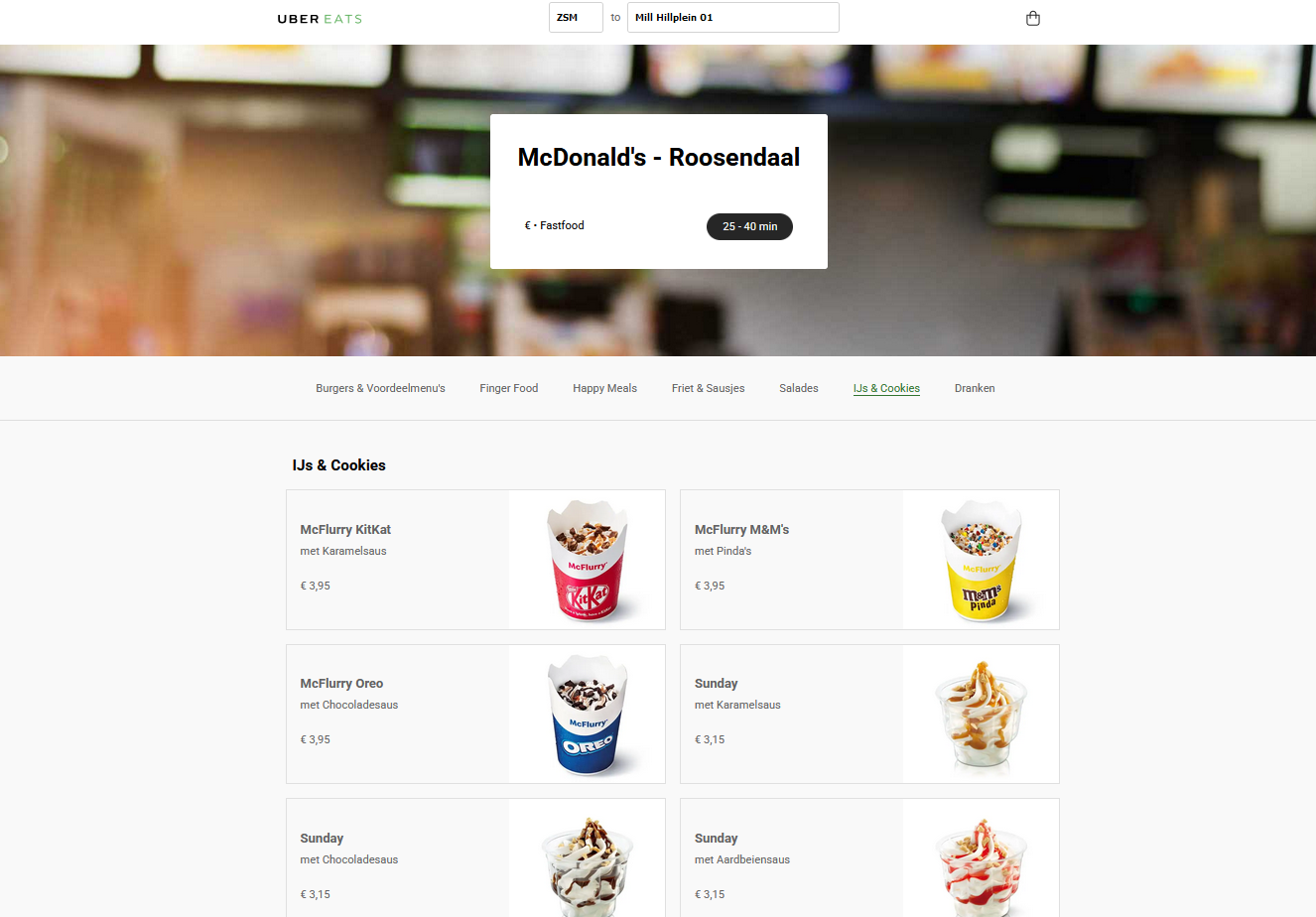 UberEats styling mockup